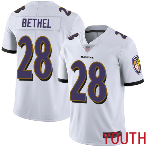 Baltimore Ravens Limited White Youth Justin Bethel Road Jersey NFL Football #28 Vapor Untouchable